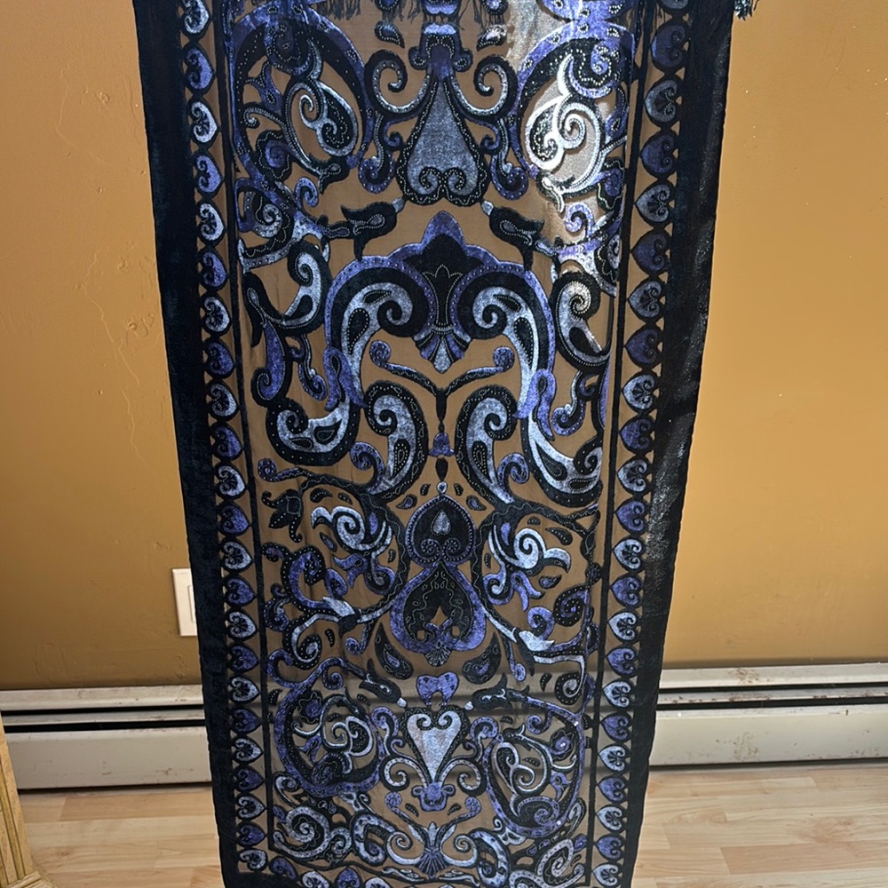 Black and Blue Patterned Shawl
